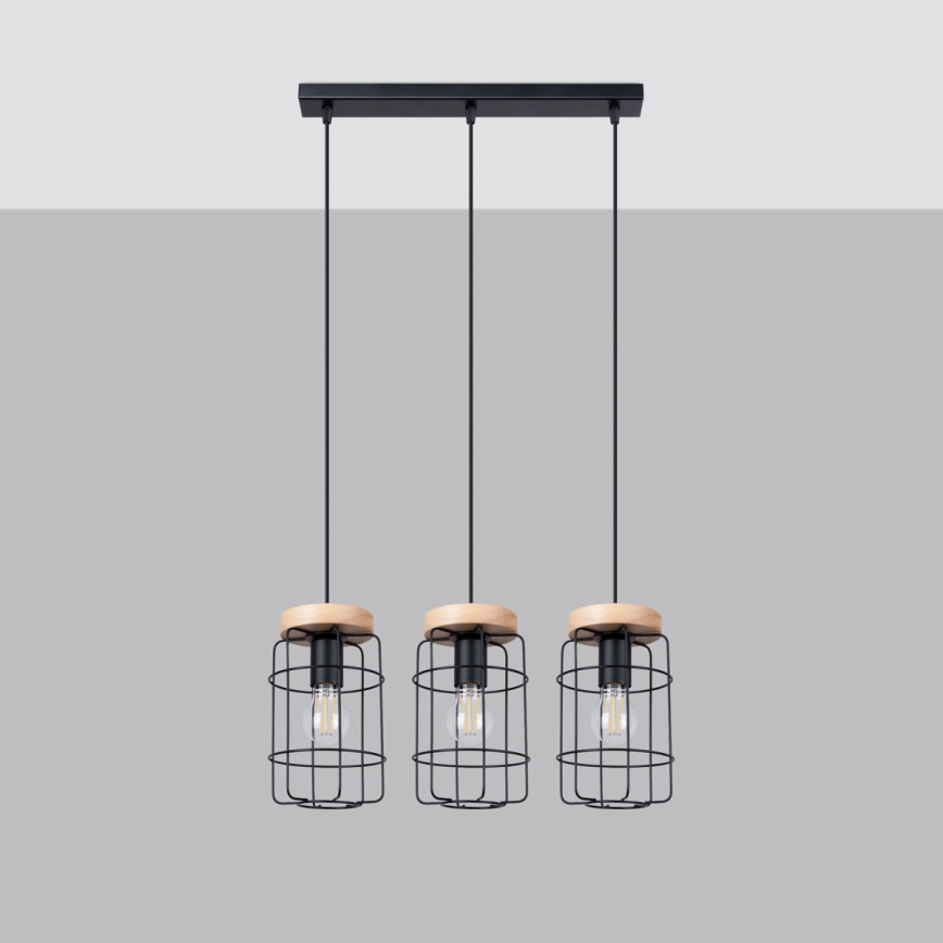 Lámpara colgante GOTTO 3xE27/15W/230V negro