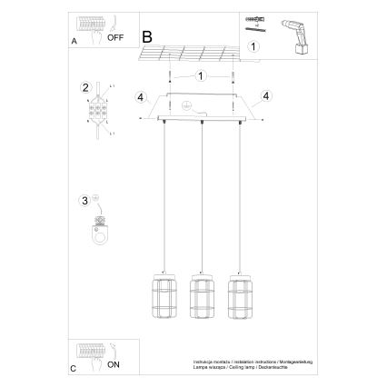 Lámpara colgante GOTTO 3xE27/15W/230V negro