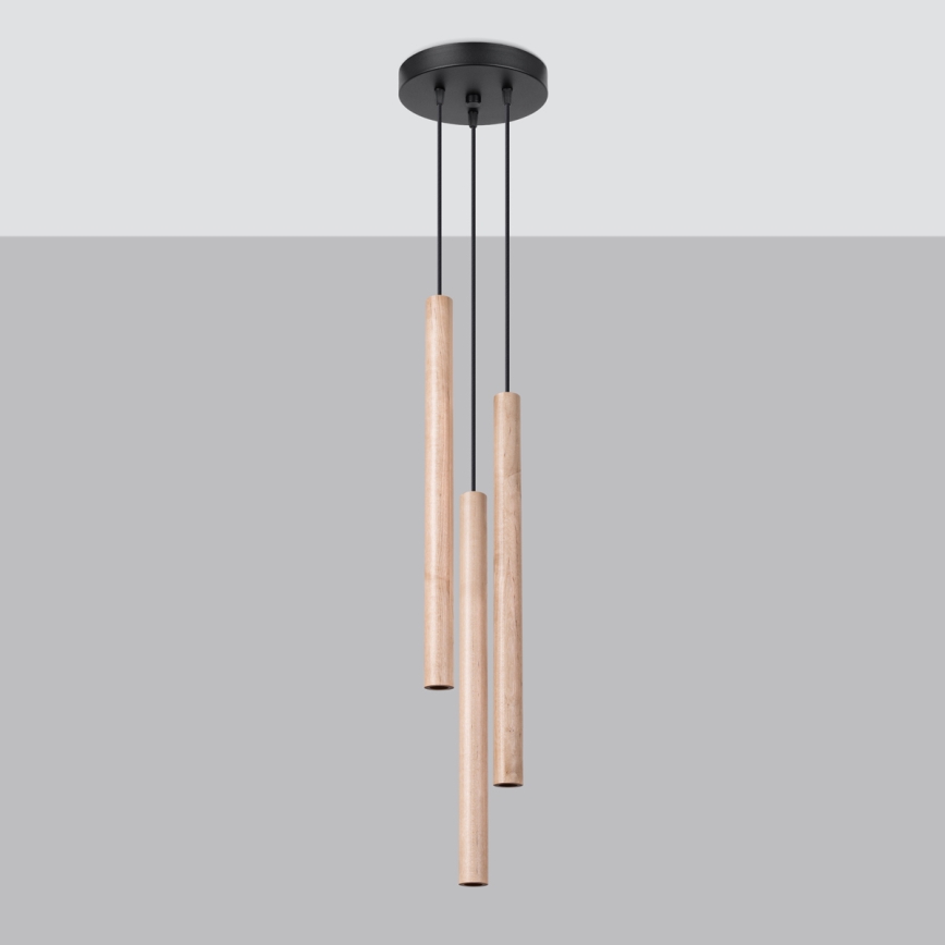 Lámpara colgante PASTELO 3xG9/8W/230V madera