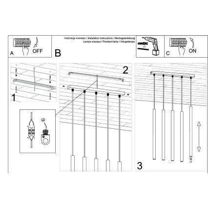 Lámpara colgante PASTELO 5xG9/8W/230V madera