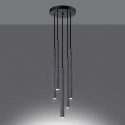 Lámpara colgante PASTELO 5xG9/8W/230V concreto