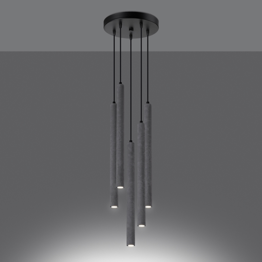 Lámpara colgante PASTELO 5xG9/8W/230V concreto