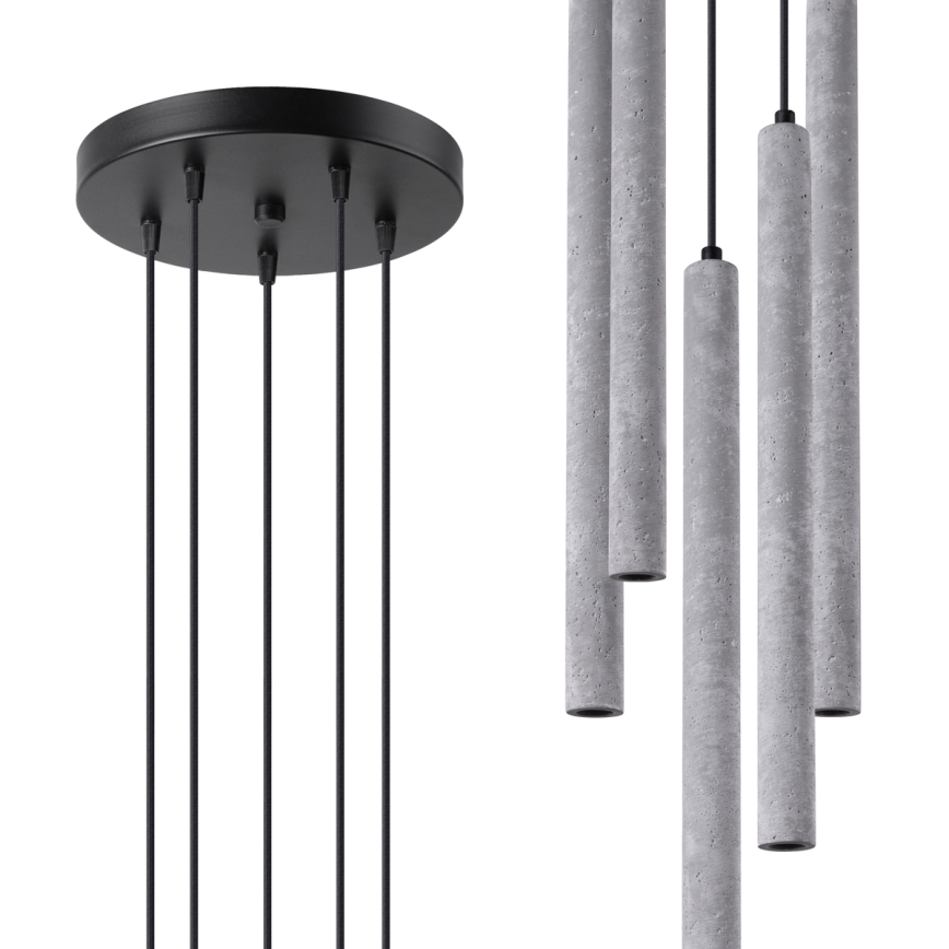 Lámpara colgante PASTELO 5xG9/8W/230V concreto