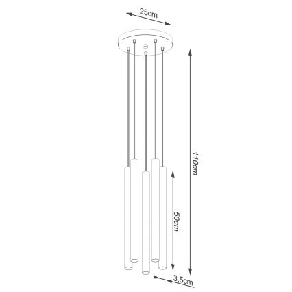 Lámpara colgante PASTELO 5xG9/8W/230V concreto