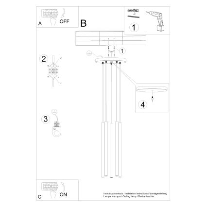 Lámpara colgante PASTELO 5xG9/8W/230V concreto