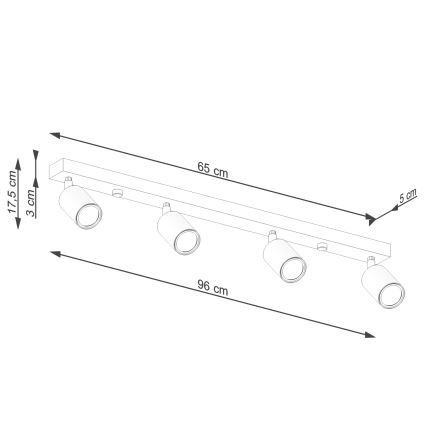 Foco VERDO 4xGU10/10W/230V blanco/haya