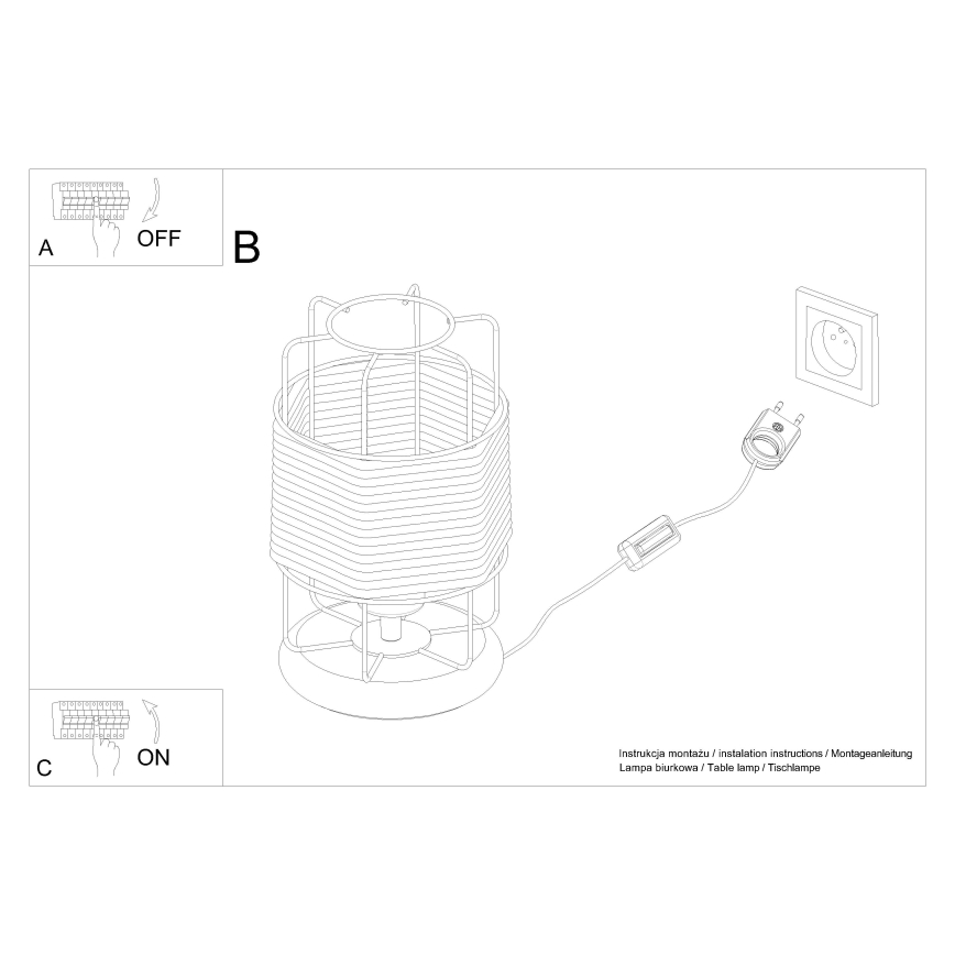 Lámpara de mesa GIZUR 1xE27/15W/230V
