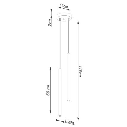 Lámpara colgante PASTELO 2xG9/8W/230V blanco