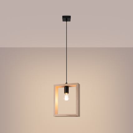 Lámpara colgante ARIES 1xE27/15W/230V haya/beige