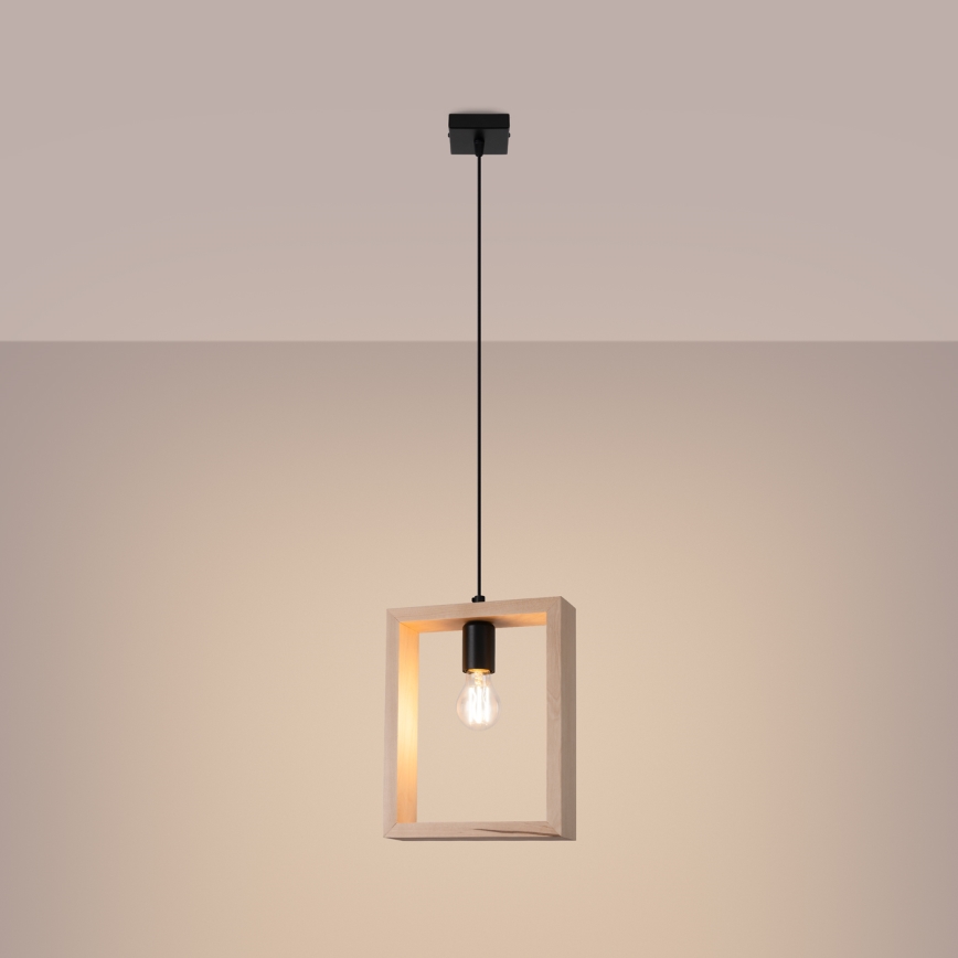 Lámpara colgante ARIES 1xE27/15W/230V haya/beige