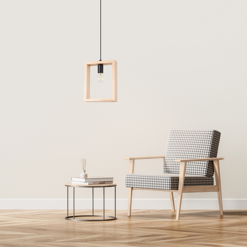 Lámpara colgante ARIES 1xE27/15W/230V haya/beige