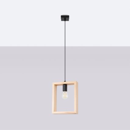 Lámpara colgante ARIES 1xE27/15W/230V haya/beige