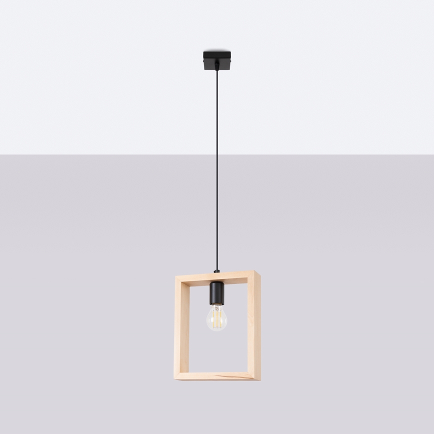 Lámpara colgante ARIES 1xE27/15W/230V haya/beige