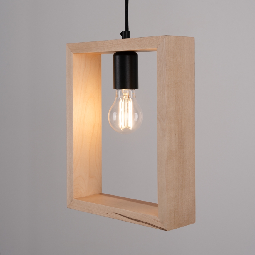 Lámpara colgante ARIES 1xE27/15W/230V haya/beige