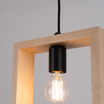 Lámpara colgante ARIES 1xE27/15W/230V haya/beige