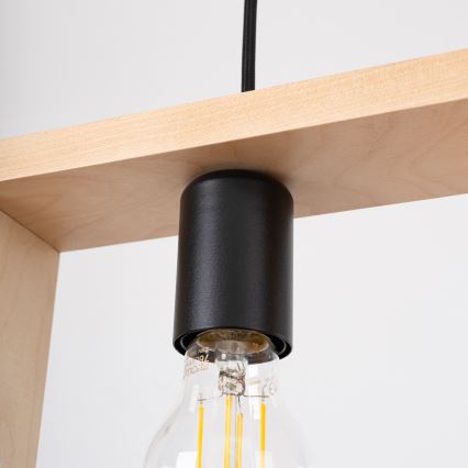 Lámpara colgante ARIES 1xE27/15W/230V haya/beige