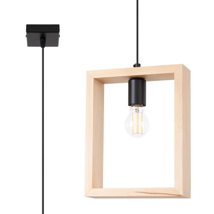 Lámpara colgante ARIES 1xE27/15W/230V haya/beige