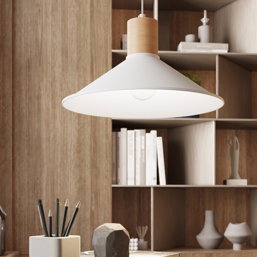 Lámpara colgante JAGA 1xE27/15W/230V diá. 30 cm blanco