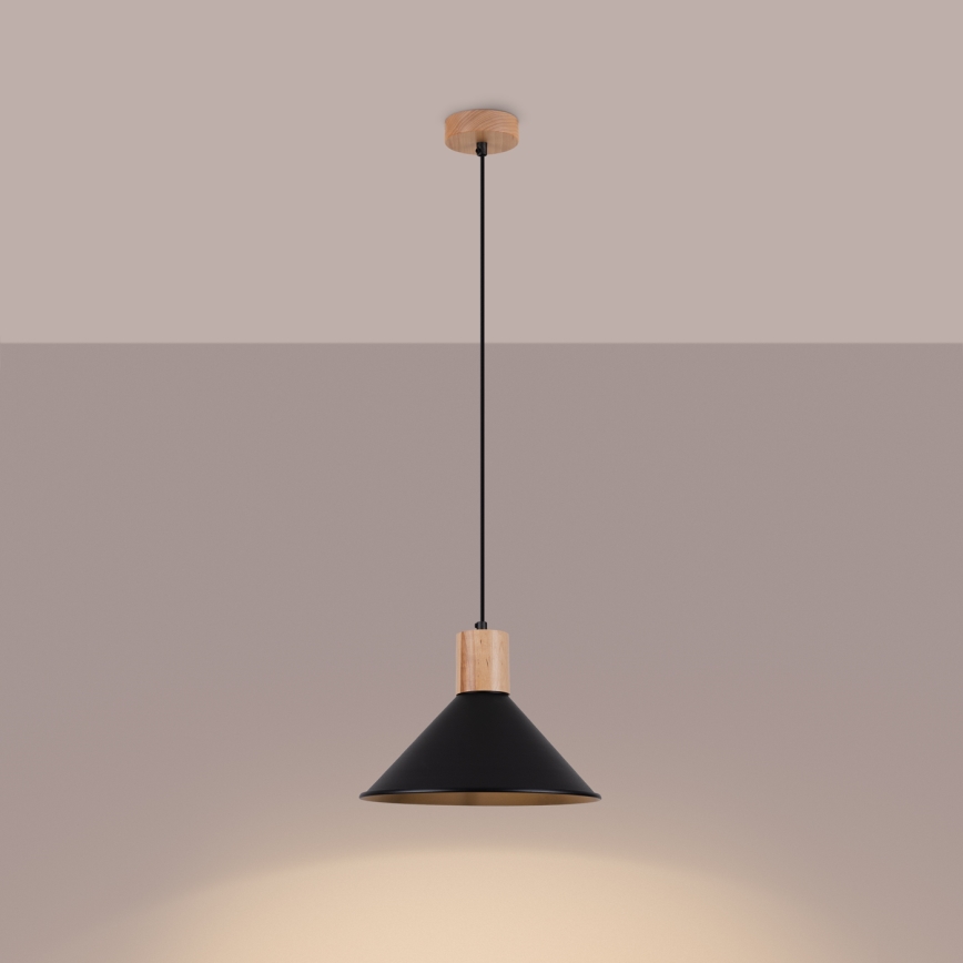 Lámpara colgante JAGA 1xE27/15W/230V diá. 30 cm negro