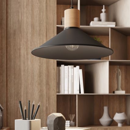 Lámpara colgante JAGA 1xE27/15W/230V diá. 30 cm negro