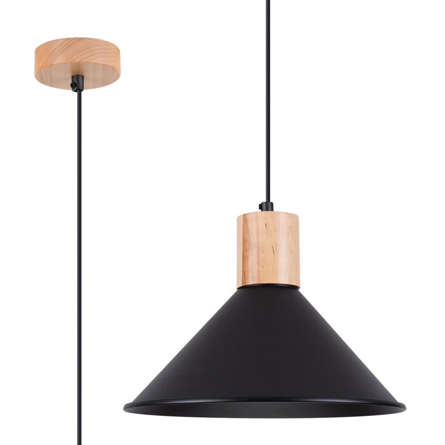Lámpara colgante JAGA 1xE27/15W/230V diá. 30 cm negro