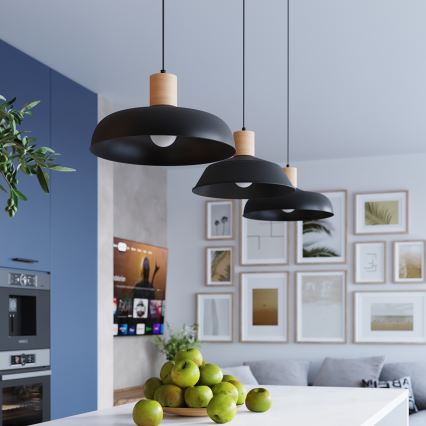 Lámpara colgante FANO 1xE27/15W/230V diá. 34 cm negro