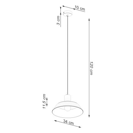 Lámpara colgante FANO 1xE27/15W/230V diá. 34 cm negro