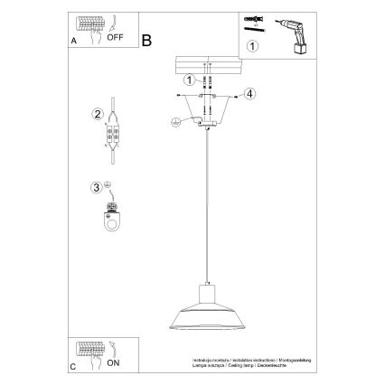 Lámpara colgante FANO 1xE27/15W/230V diá. 34 cm negro
