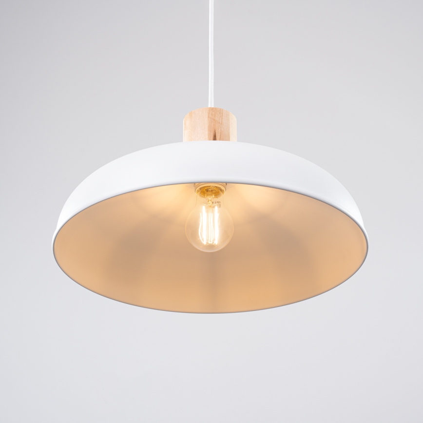 Lámpara colgante INDY 1xE27/15W/230V diá. 38 cm blanco