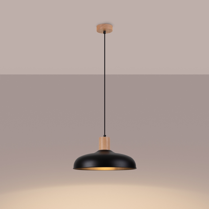 Lámpara colgante INDY 1xE27/15W/230V diá. 38 cm negro
