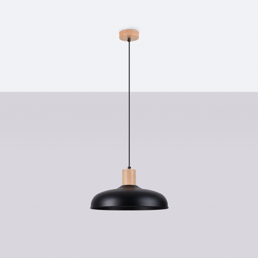 Lámpara colgante INDY 1xE27/15W/230V diá. 38 cm negro