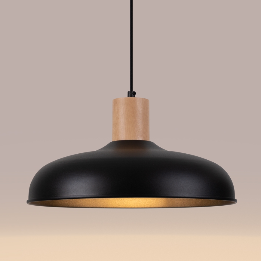 Lámpara colgante INDY 1xE27/15W/230V diá. 38 cm negro