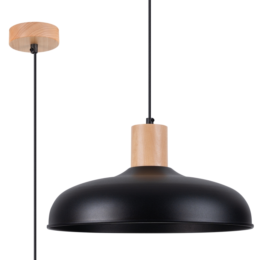 Lámpara colgante INDY 1xE27/15W/230V diá. 38 cm negro