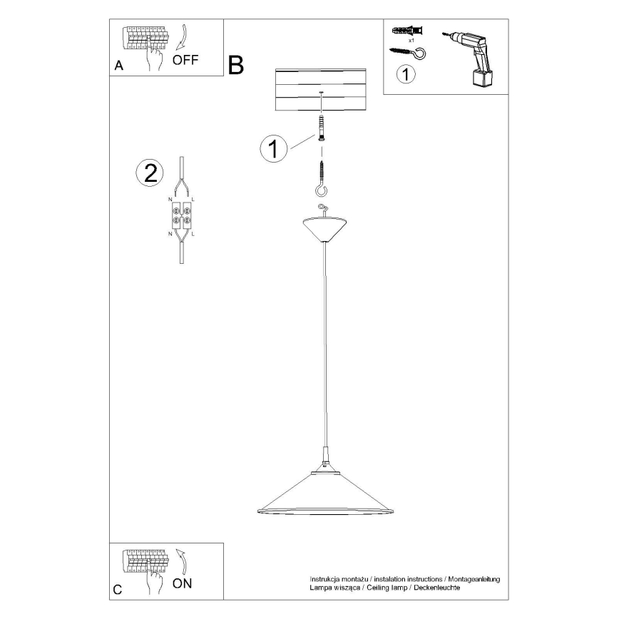 Lámpara colgante ZUMA 1xE27/15W/230V diá. 30 cm blanco