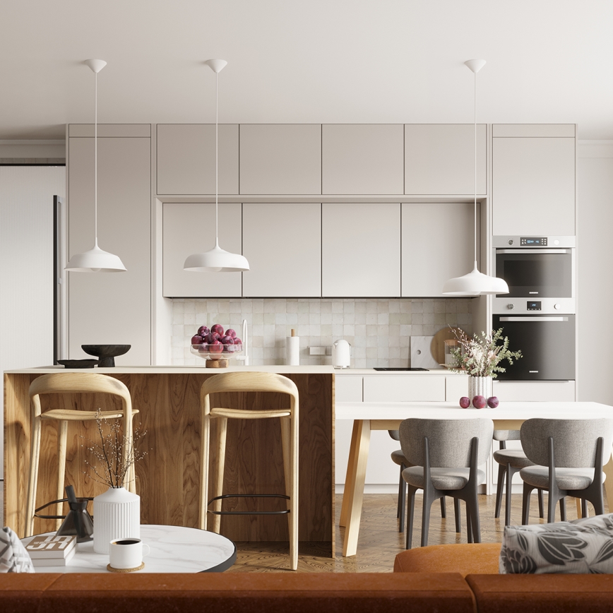 Lámpara colgante FRIKA 1xE27/15W/230V diá. 34 cm blanco