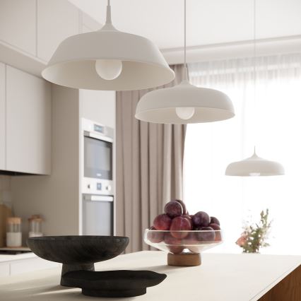 Lámpara colgante FRIKA 1xE27/15W/230V diá. 34 cm blanco