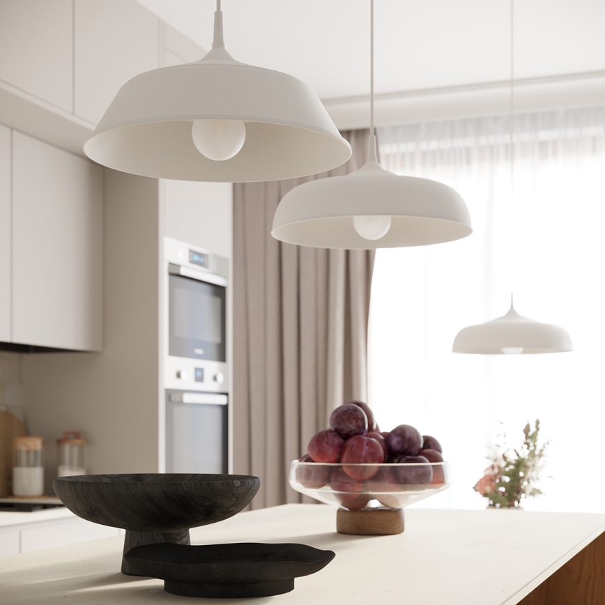 Lámpara colgante FRIKA 1xE27/15W/230V diá. 34 cm blanco