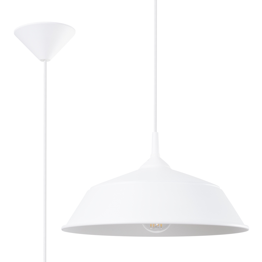Lámpara colgante FRIKA 1xE27/15W/230V diá. 34 cm blanco