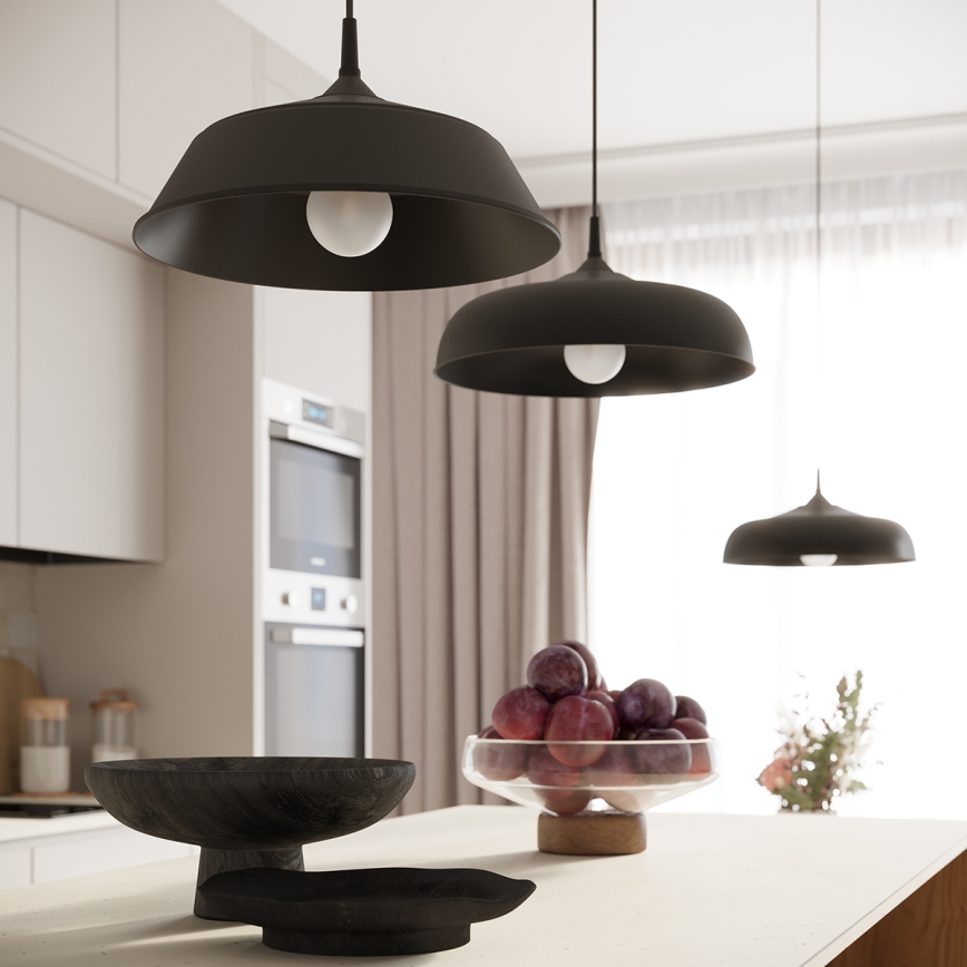 Lámpara colgante FRIKA 1xE27/15W/230V diá. 34 cm negro