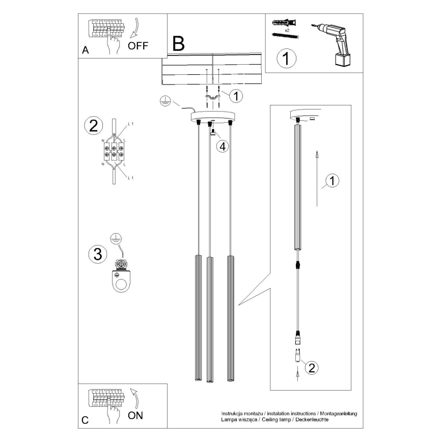 Lámpara colgante ARCHE 3xG9/8W/230V dorado