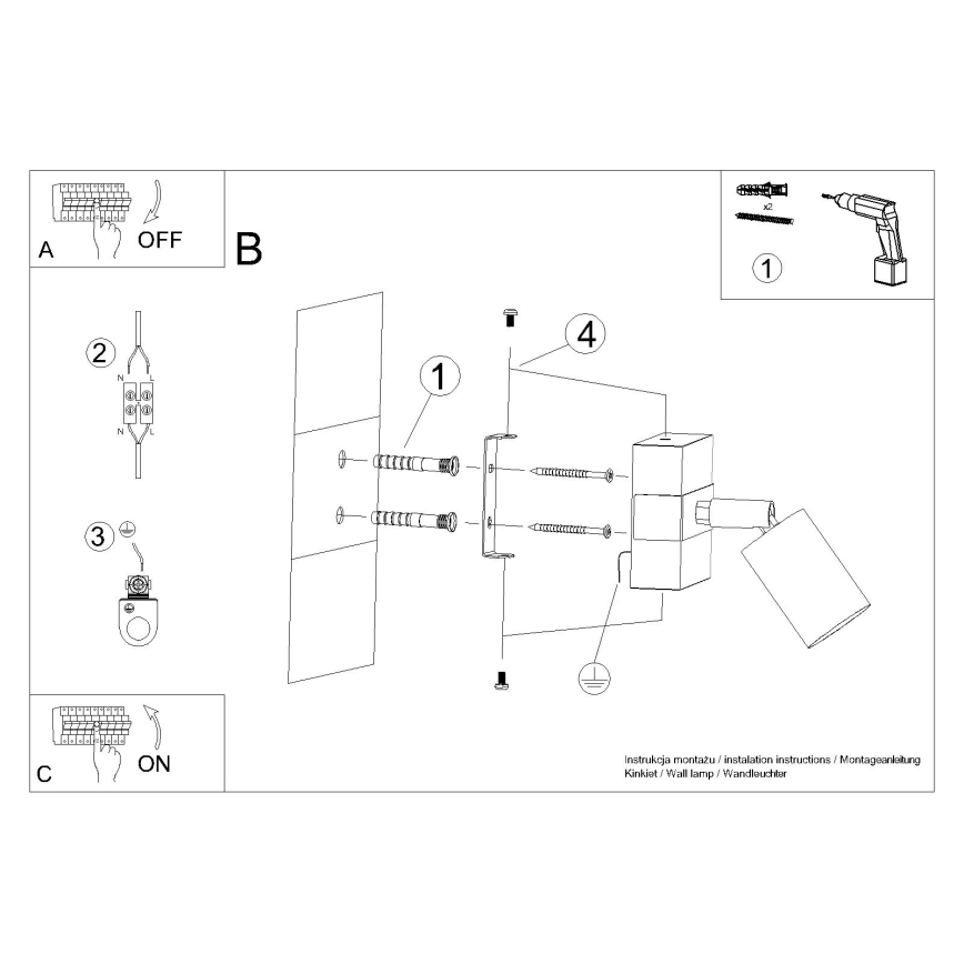 Foco de pared FAGER 1xGU10/10W/230V negro
