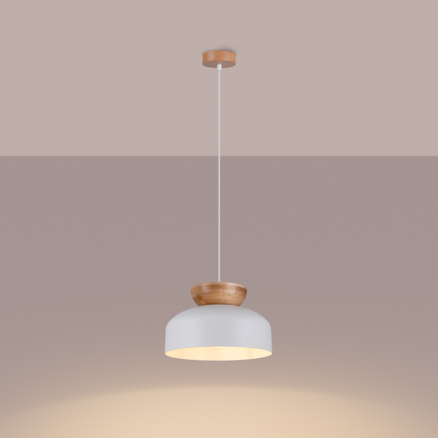 Lámpara colgante MARION 1xE27/15W/230V diá. 29,5 cm blanco