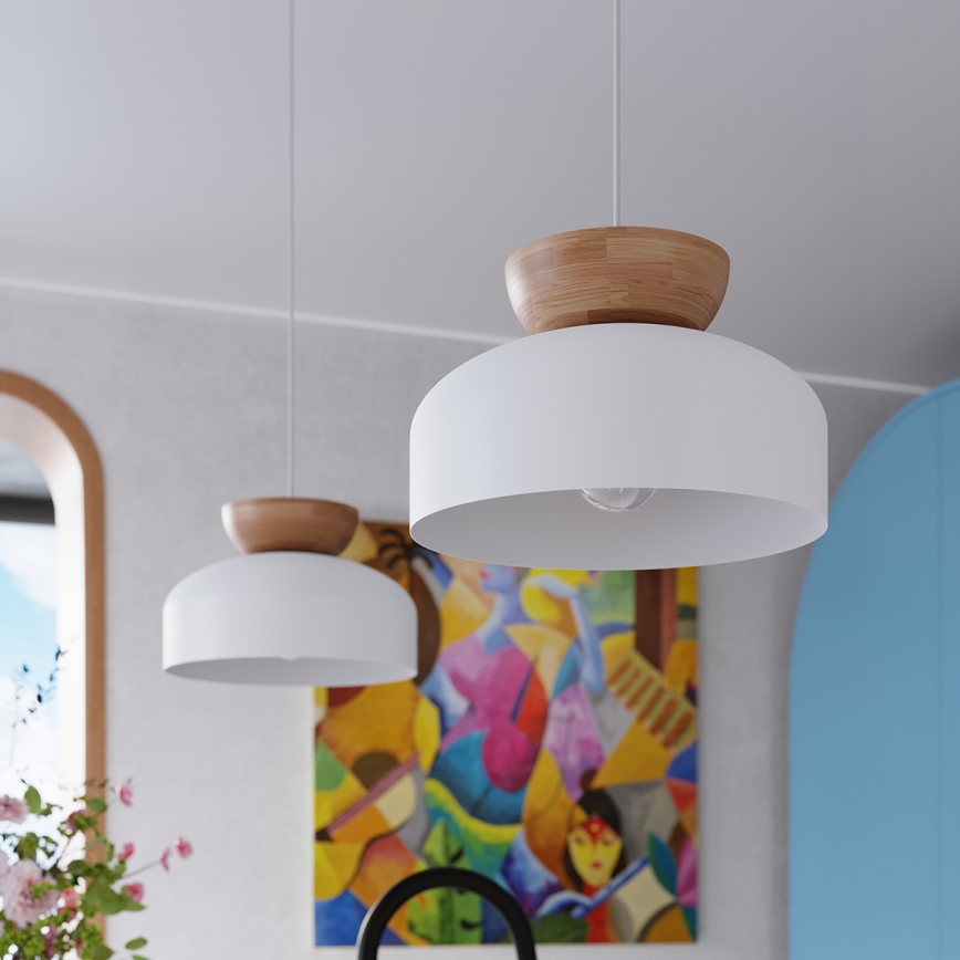 Lámpara colgante MARION 1xE27/15W/230V diá. 29,5 cm blanco