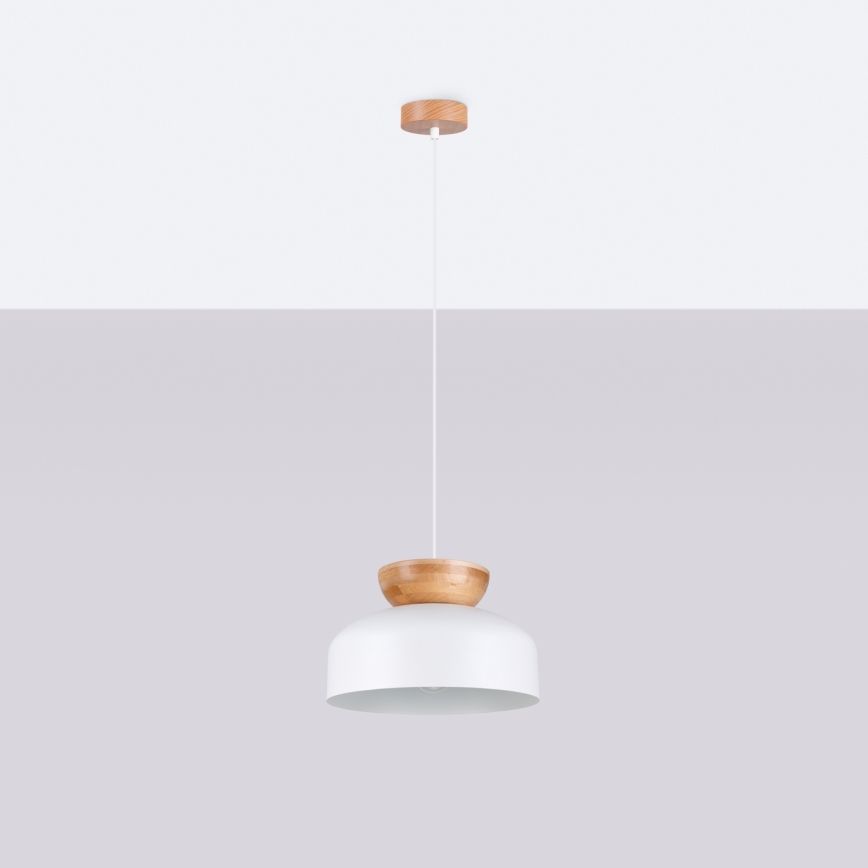 Lámpara colgante MARION 1xE27/15W/230V diá. 29,5 cm blanco