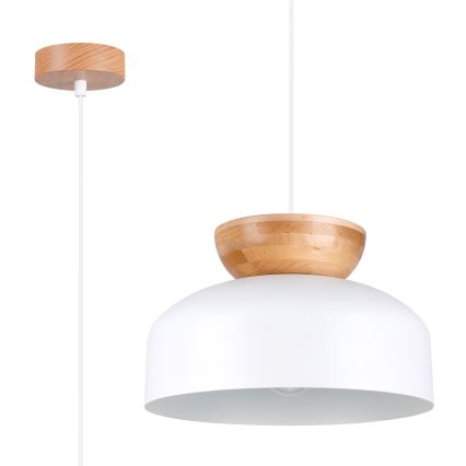 Lámpara colgante MARION 1xE27/15W/230V diá. 29,5 cm blanco