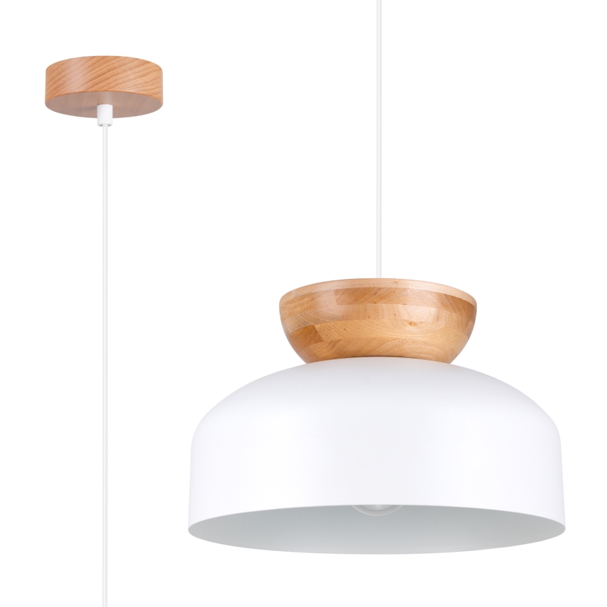 Lámpara colgante MARION 1xE27/15W/230V diá. 29,5 cm blanco