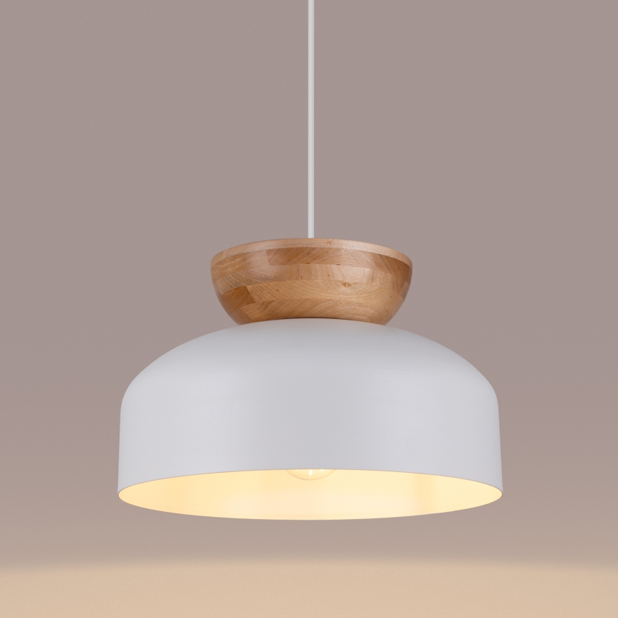 Lámpara colgante MARION 1xE27/15W/230V diá. 29,5 cm blanco