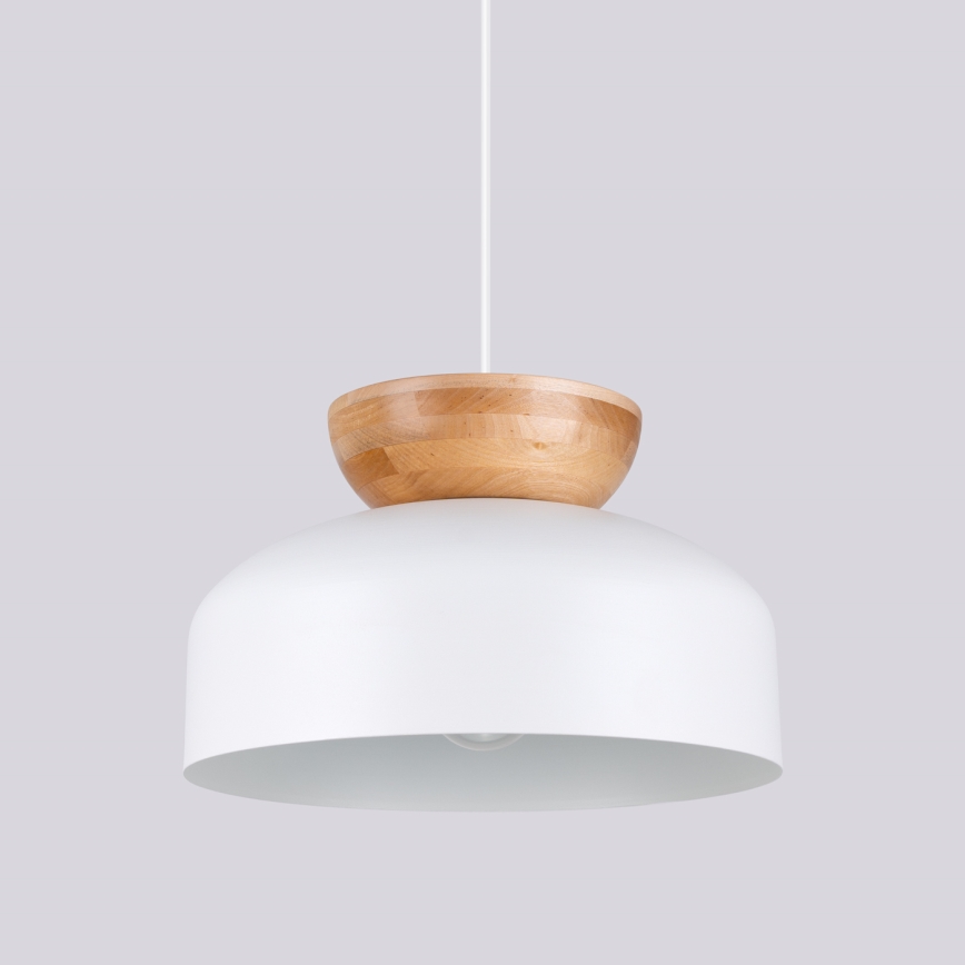 Lámpara colgante MARION 1xE27/15W/230V diá. 29,5 cm blanco