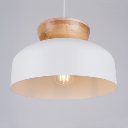 Lámpara colgante MARION 1xE27/15W/230V diá. 29,5 cm blanco