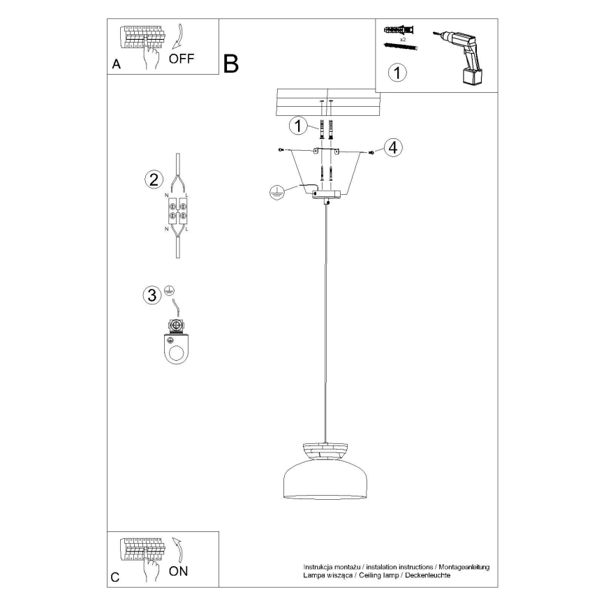 Lámpara colgante MARION 1xE27/15W/230V diá. 29,5 cm blanco